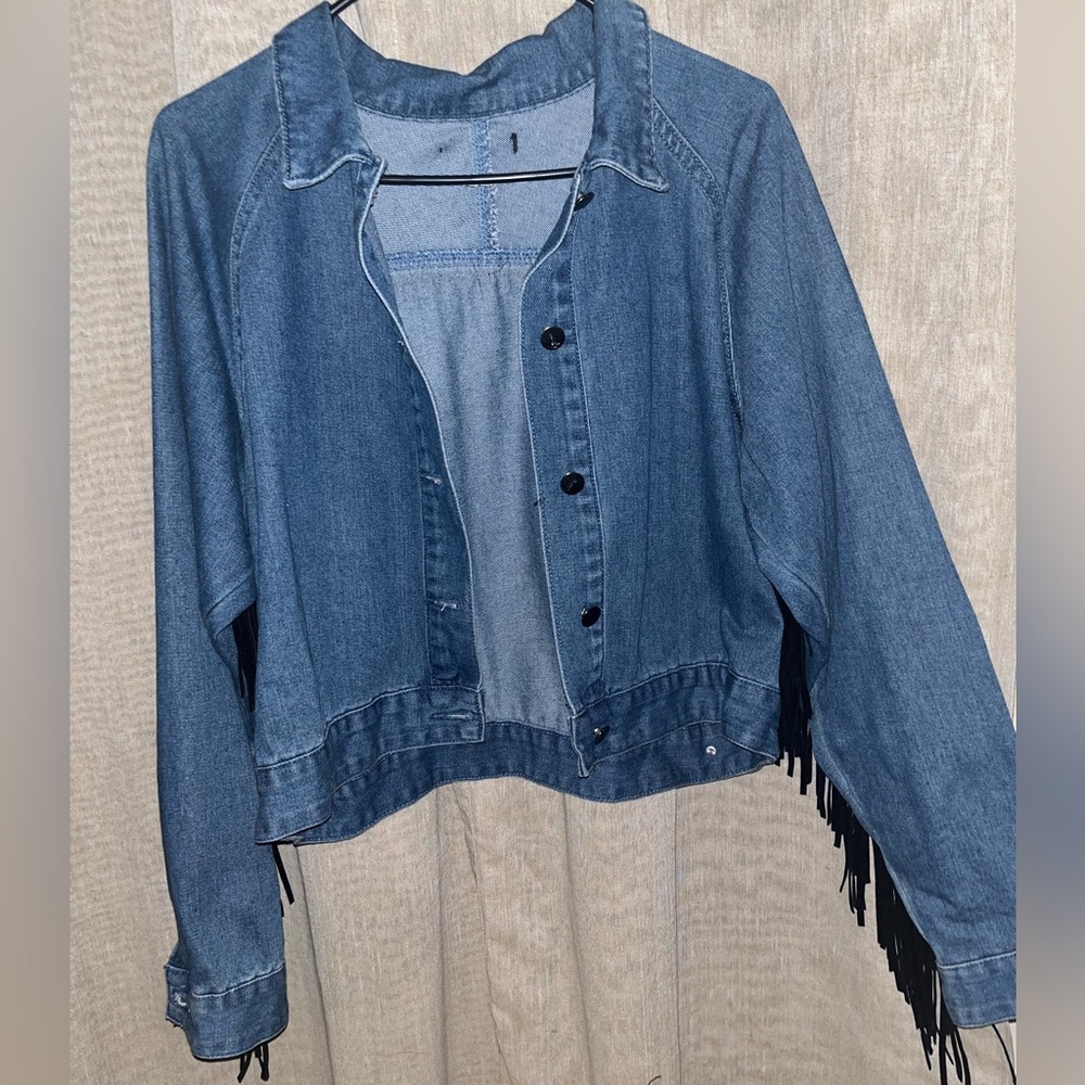 Denim Fringe Jacket - Picture 2 of 3